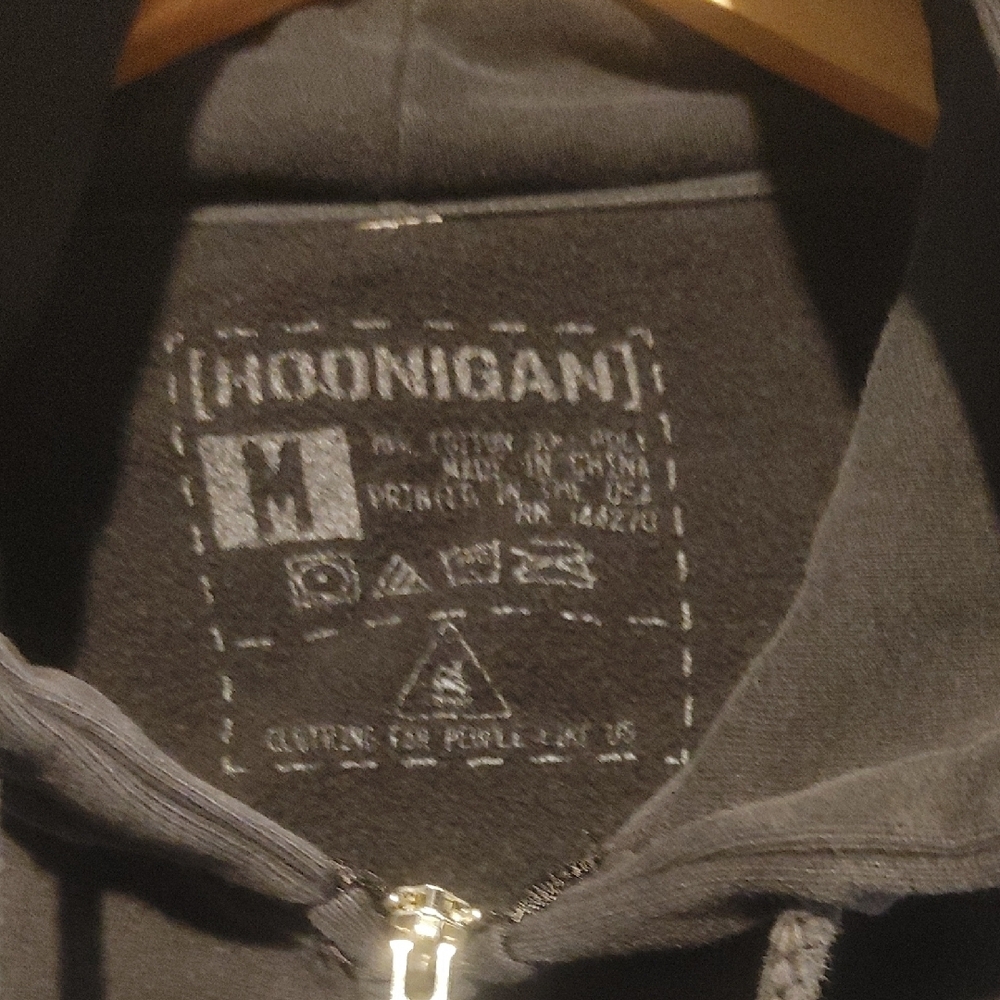 HOONIGAN Black Zip Hoodie with Sleeve Script MEDIUM - Picture 2 of 6